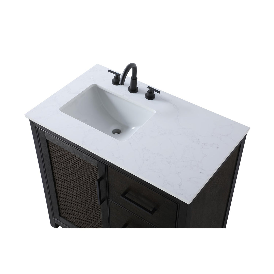 36 Inch Single Bathroom Vanity In Chocolate Oak - View 5 - Joshua Marshal