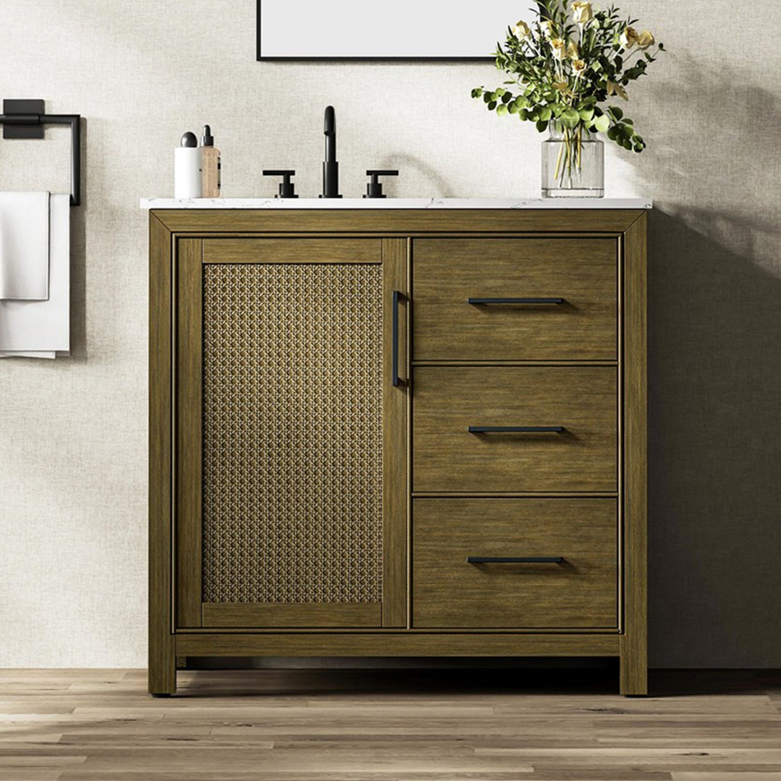 36 Inch Single Bathroom Vanity In Hazel Oak Hazel Oak Finish - KITCHEN & BATH by Joshua Marshal