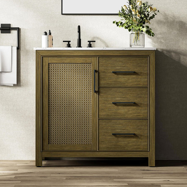 36 Inch Single Bathroom Vanity In Hazel Oak Hazel Oak Finish - KITCHEN & BATH by Joshua Marshal