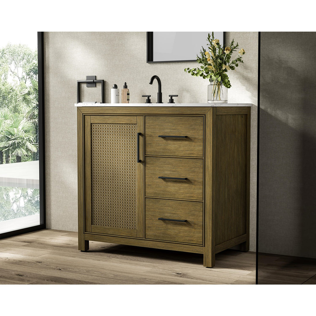 36 Inch Single Bathroom Vanity In Hazel Oak - View 2 - Joshua Marshal