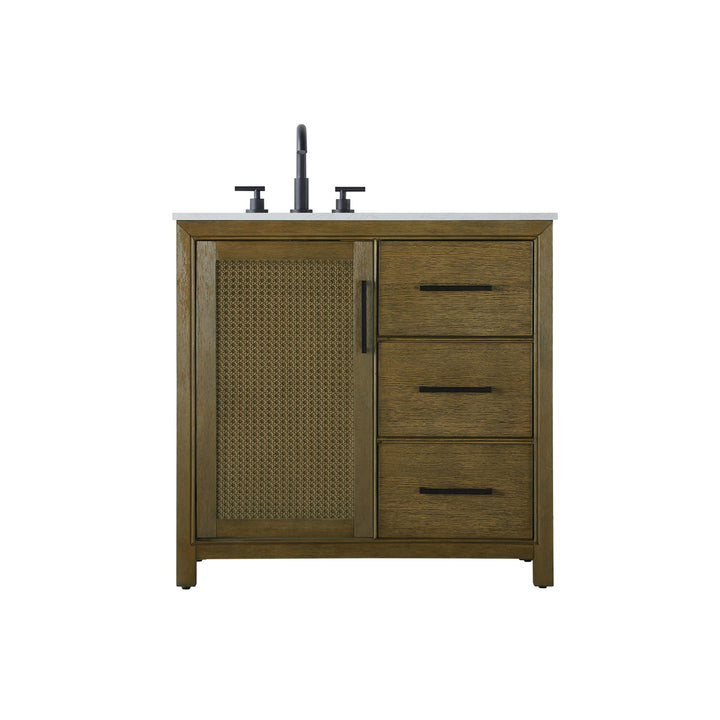 36 Inch Single Bathroom Vanity In Hazel Oak - View 3 - Joshua Marshal