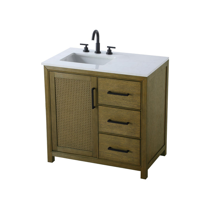 36 Inch Single Bathroom Vanity In Hazel Oak - View 5 - Joshua Marshal