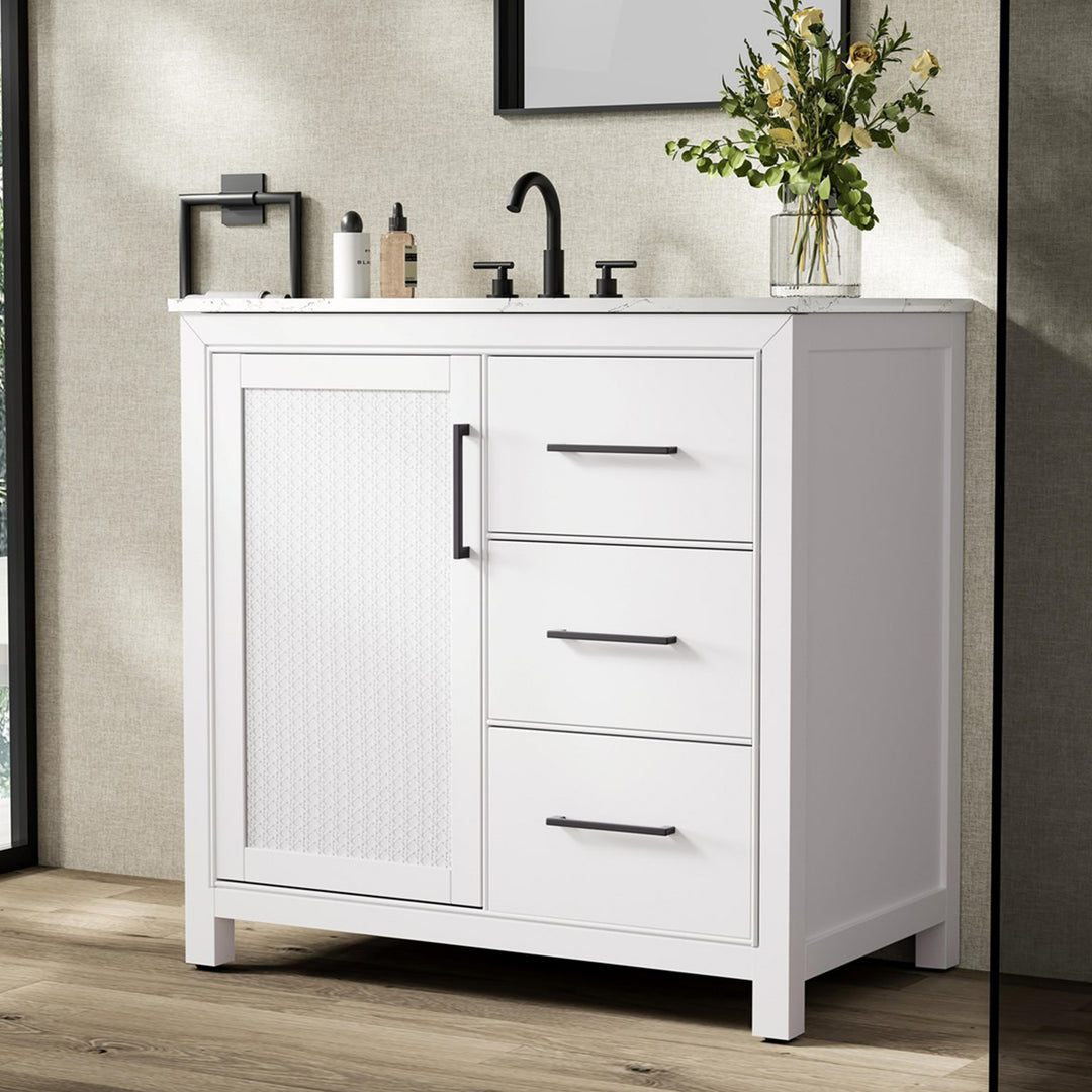 36 Inch Single Bathroom Vanity In White White Finish - KITCHEN & BATH by Joshua Marshal