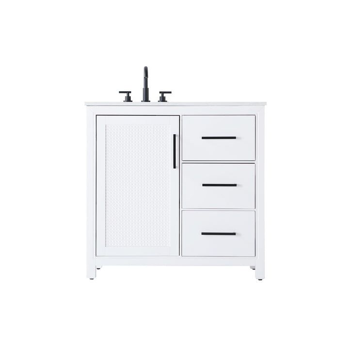 36 Inch Single Bathroom Vanity In White - View 3 - Joshua Marshal
