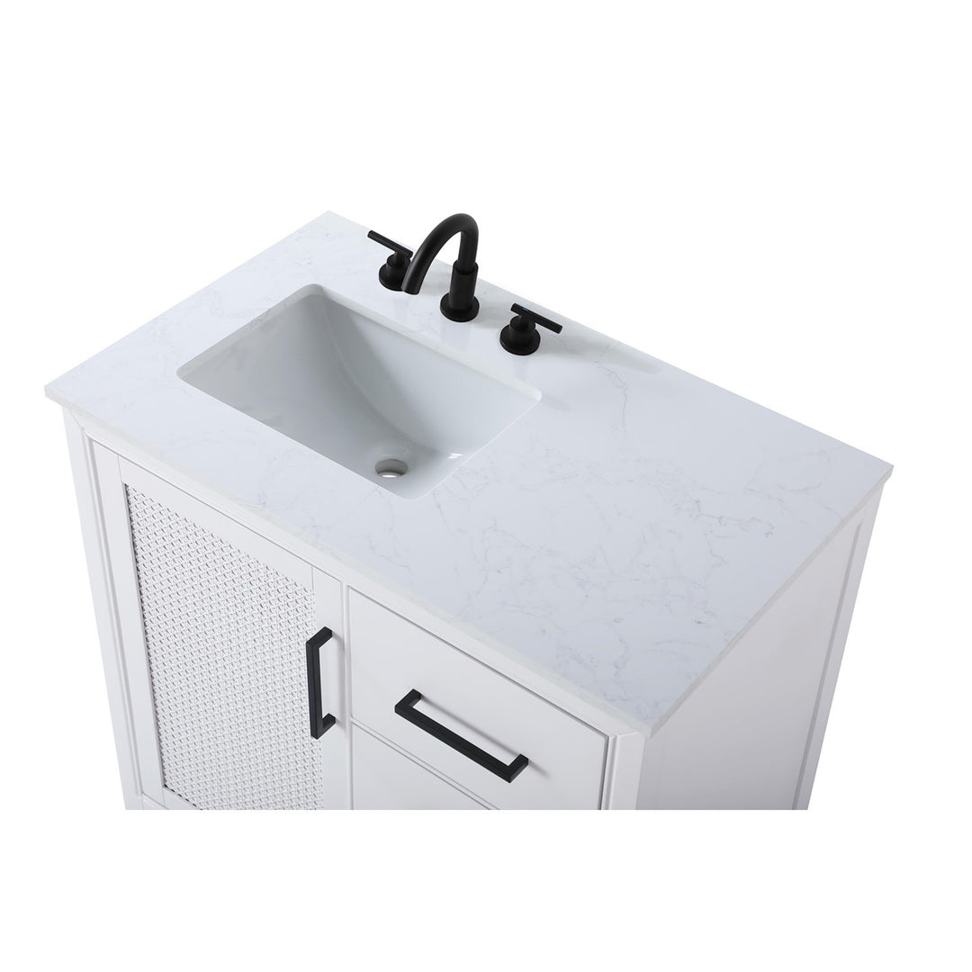 36 Inch Single Bathroom Vanity In White - View 5 - Joshua Marshal