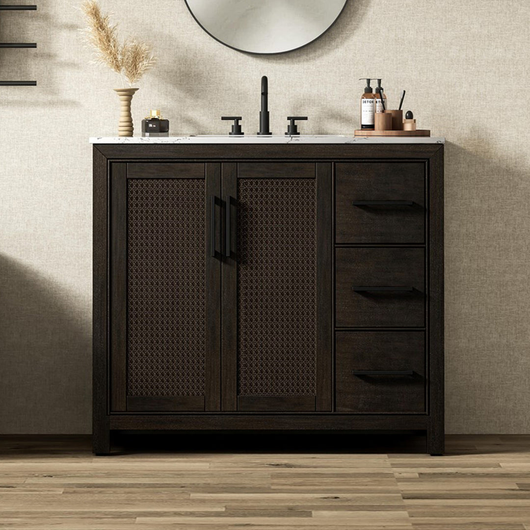 42 Inch Single Bathroom Vanity In Chocolate Oak Chocolate Oak Finish - KITCHEN & BATH by Joshua Marshal