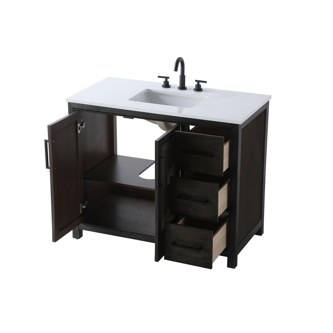 42 Inch Single Bathroom Vanity In Chocolate Oak - View 4 - Joshua Marshal