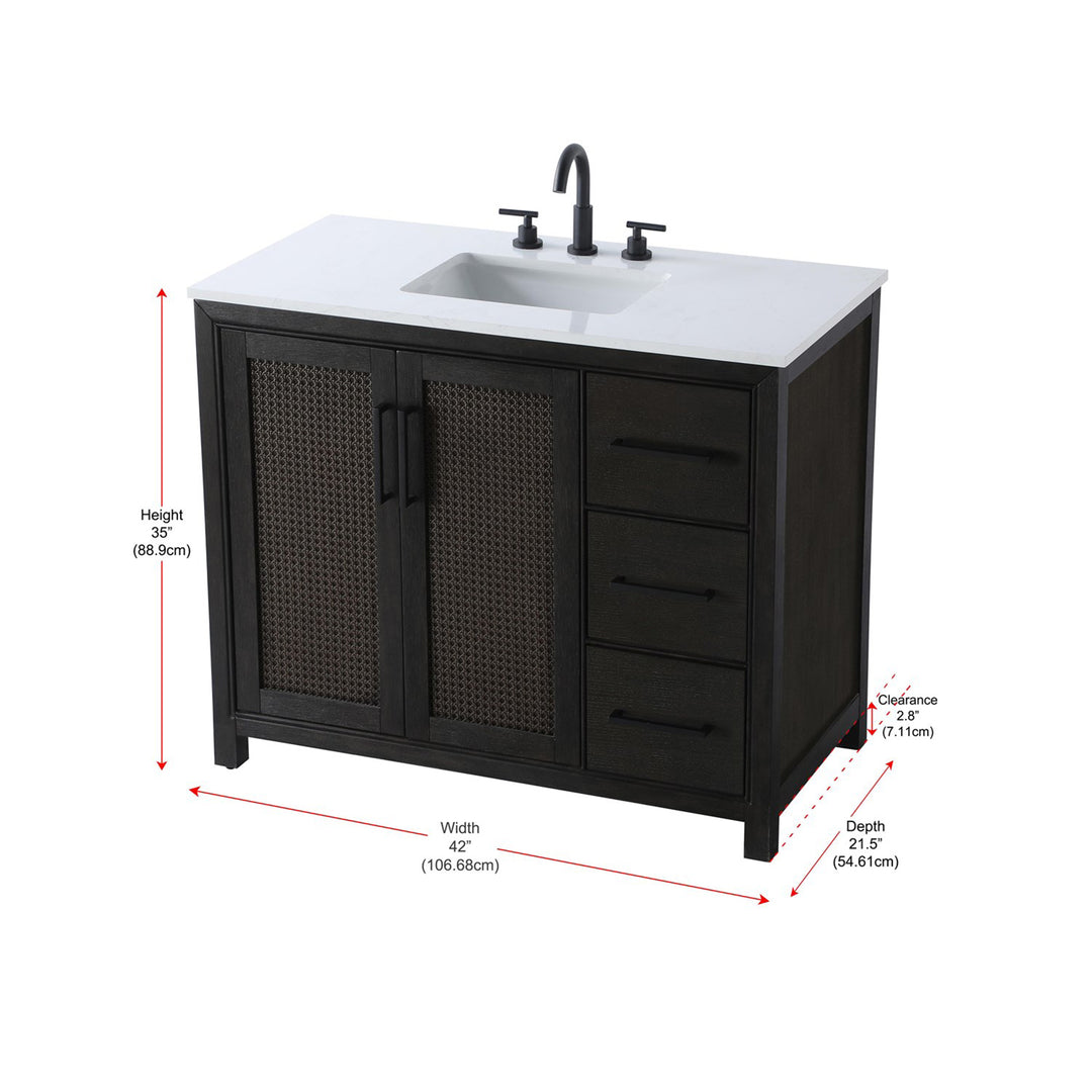 42 Inch Single Bathroom Vanity In Chocolate Oak - View 6 - Joshua Marshal