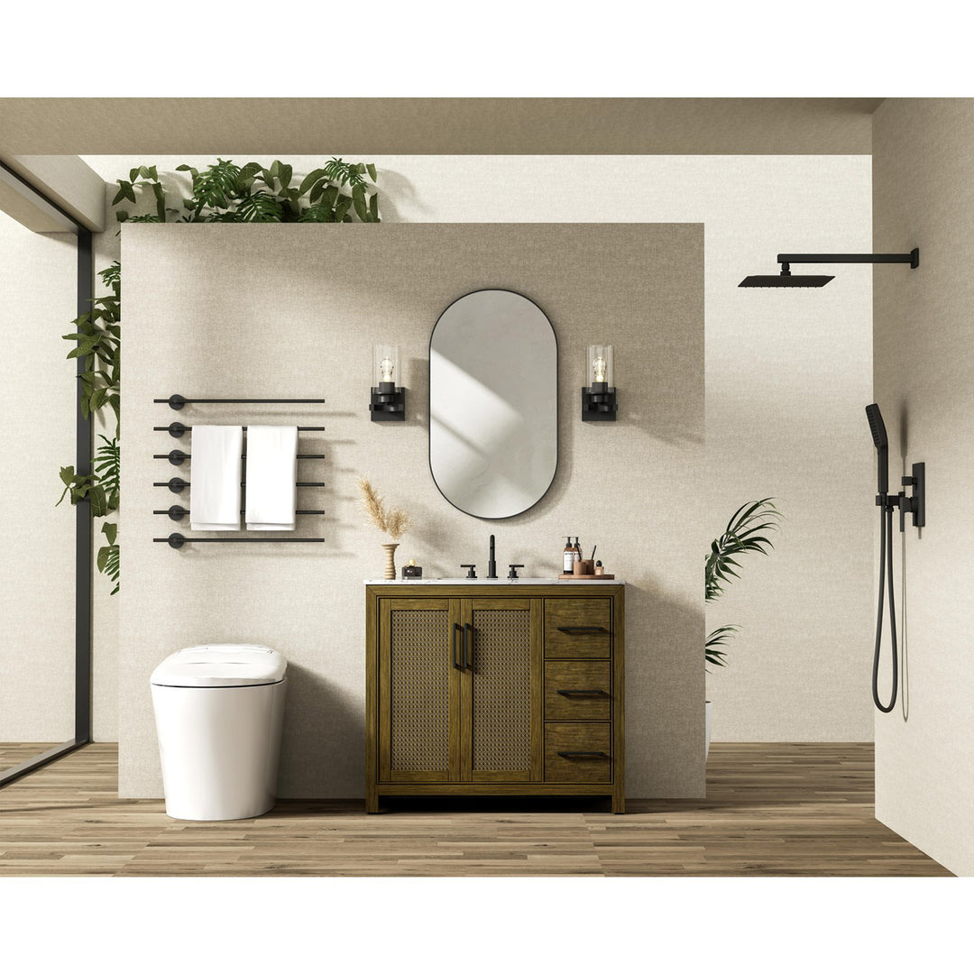 42 Inch Single Bathroom Vanity In Hazel Oak - View 3 - Joshua Marshal