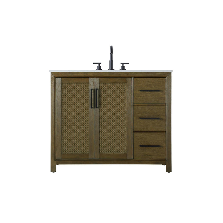 42 Inch Single Bathroom Vanity In Hazel Oak - View 4 - Joshua Marshal