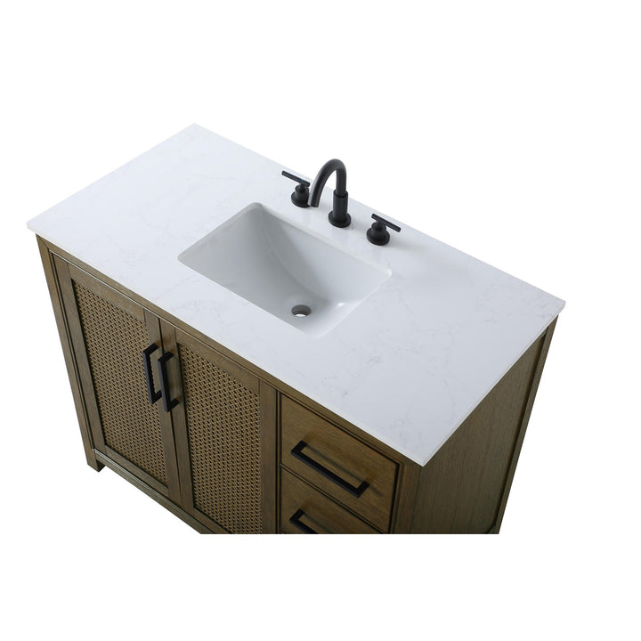 42 Inch Single Bathroom Vanity In Hazel Oak - View 6 - Joshua Marshal