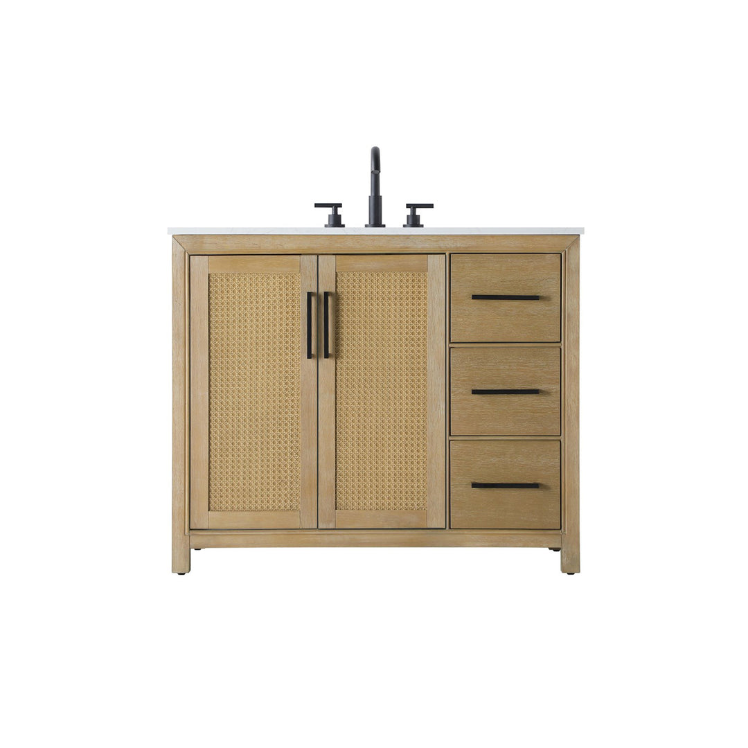 42 Inch Single Bathroom Vanity In Linen Oak - View 3 - Joshua Marshal