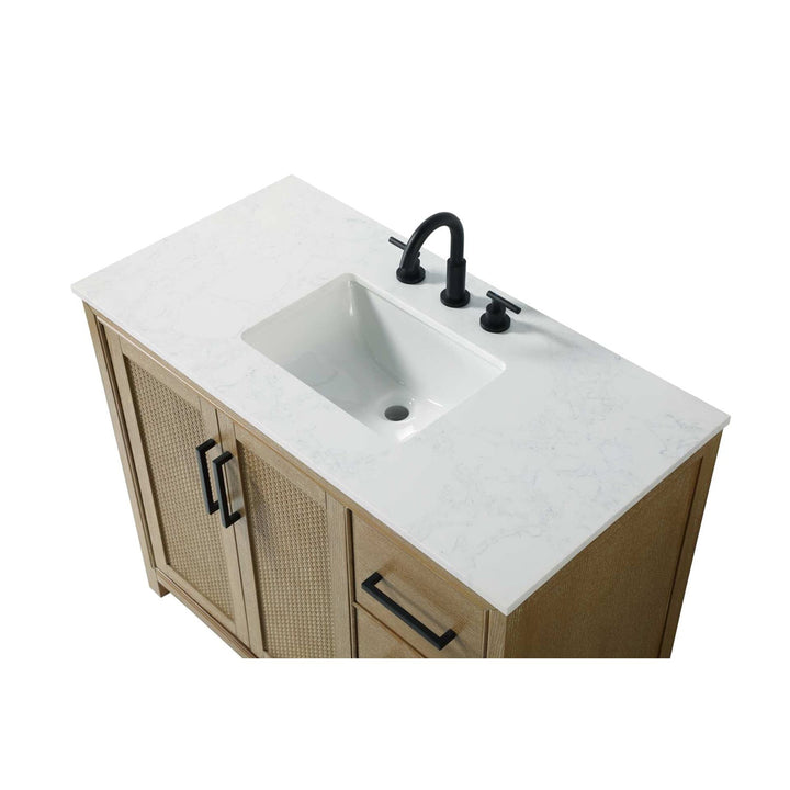 42 Inch Single Bathroom Vanity In Linen Oak - View 4 - Joshua Marshal