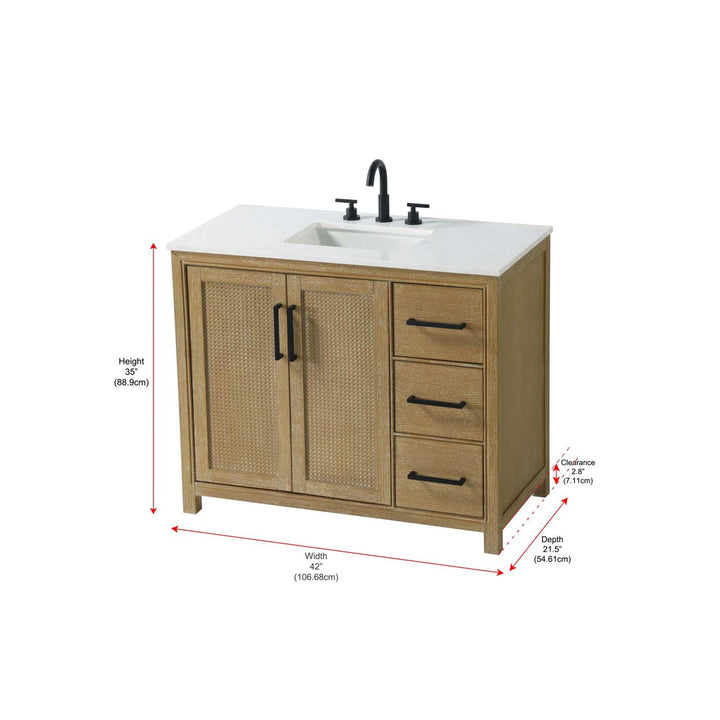 42 Inch Single Bathroom Vanity In Linen Oak - View 5 - Joshua Marshal
