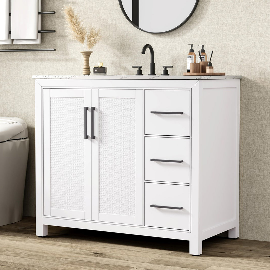 42 Inch Single Bathroom Vanity In White White Finish - KITCHEN & BATH by Joshua Marshal