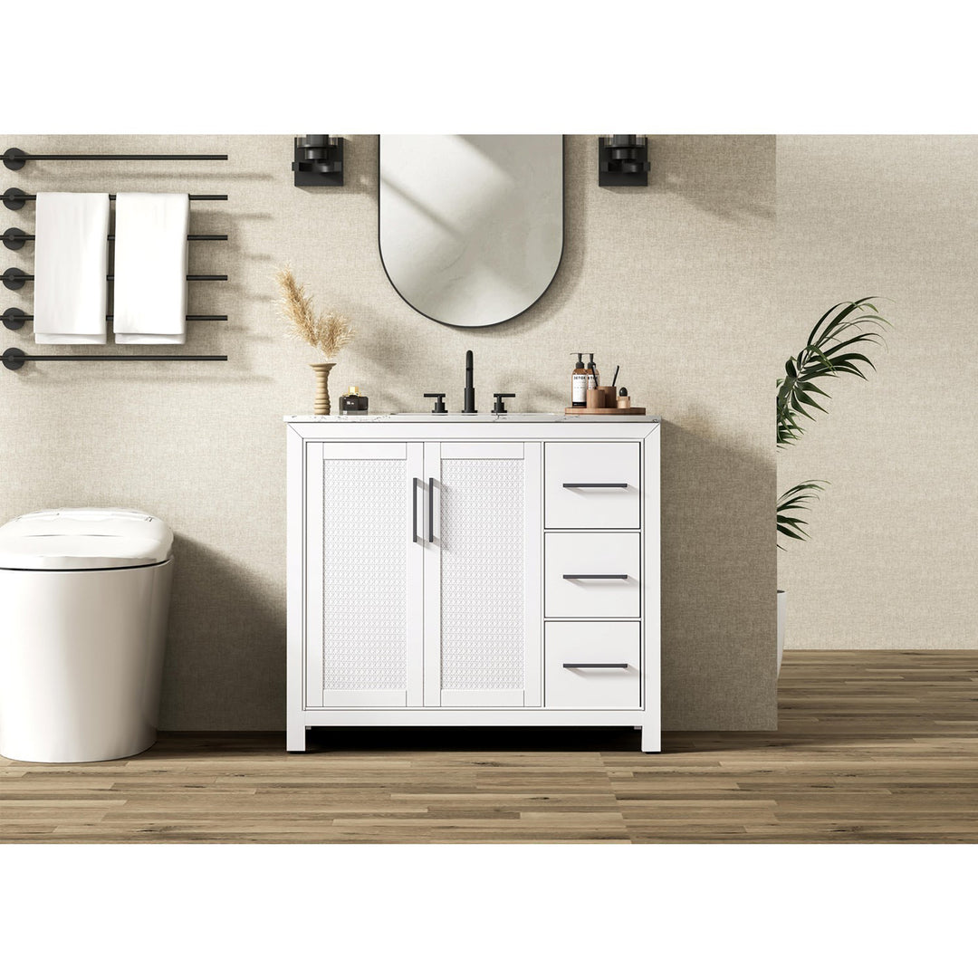 42 Inch Single Bathroom Vanity In White - View 2 - Joshua Marshal