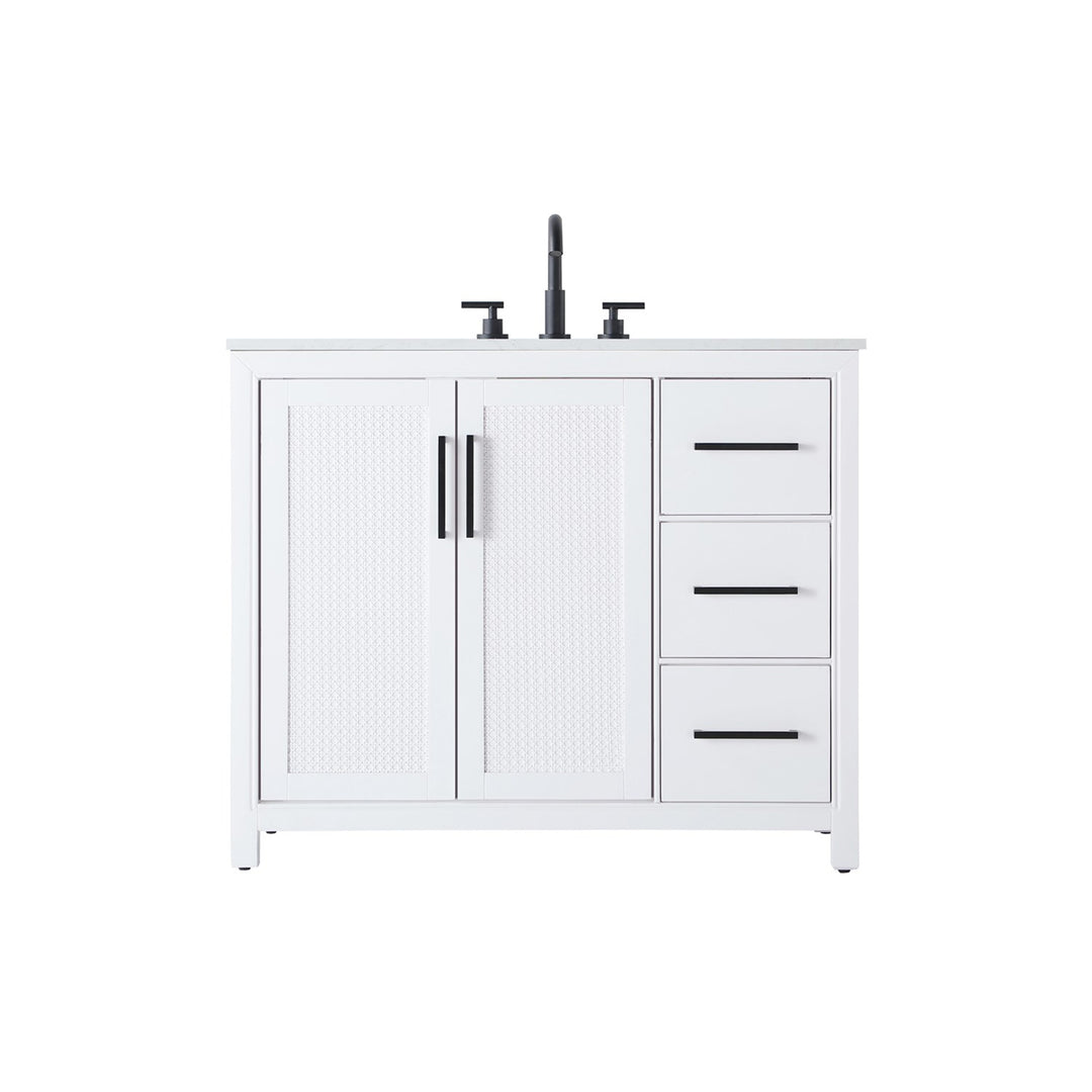 42 Inch Single Bathroom Vanity In White - View 3 - Joshua Marshal