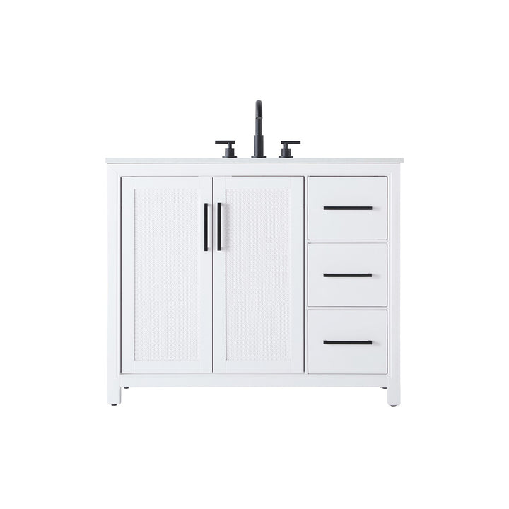 42 Inch Single Bathroom Vanity In White - View 3 - Joshua Marshal