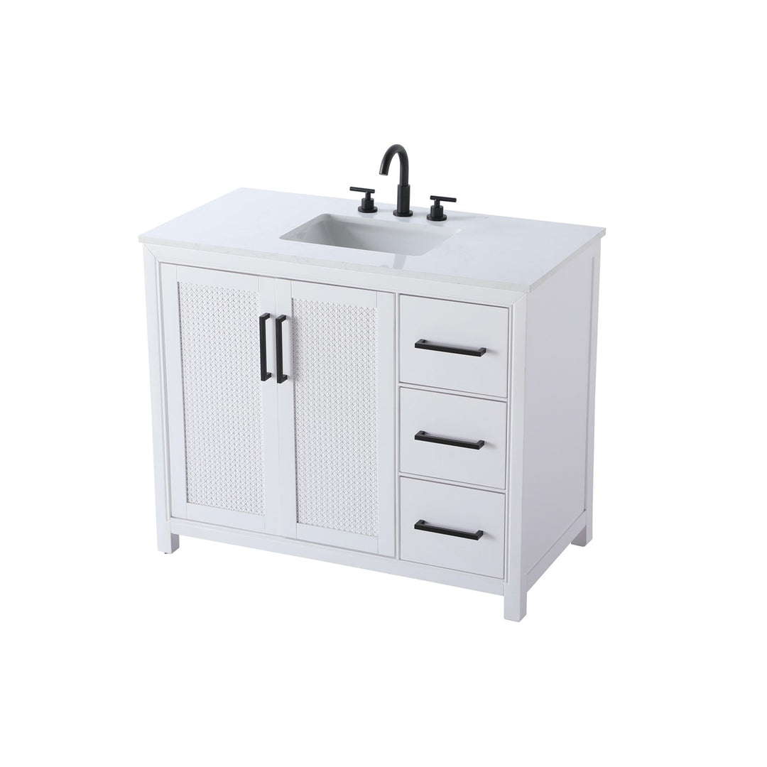 42 Inch Single Bathroom Vanity In White - View 4 - Joshua Marshal