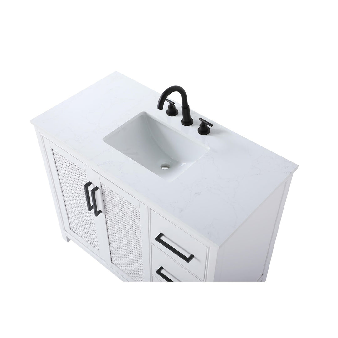 42 Inch Single Bathroom Vanity In White - View 5 - Joshua Marshal