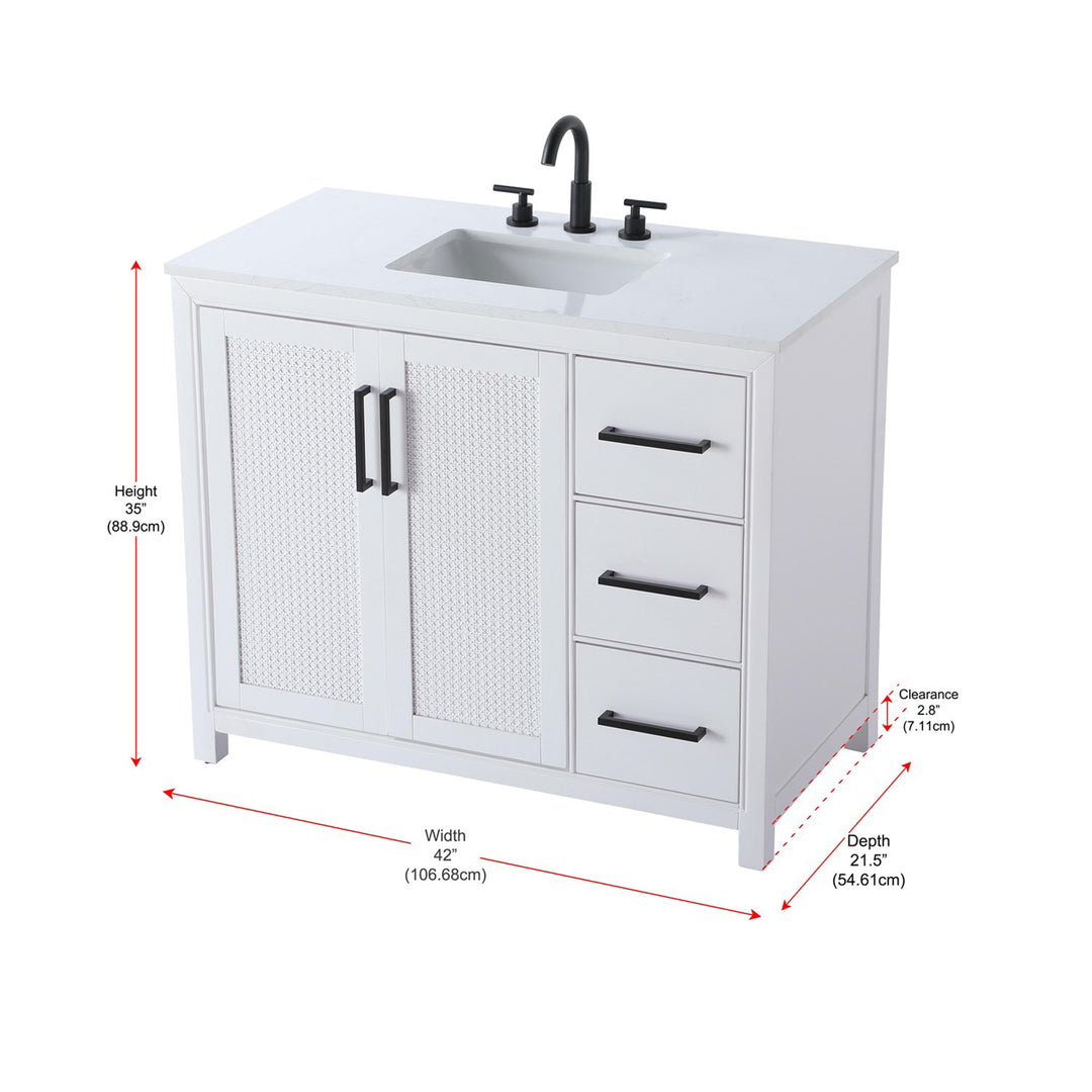 42 Inch Single Bathroom Vanity In White - View 6 - Joshua Marshal