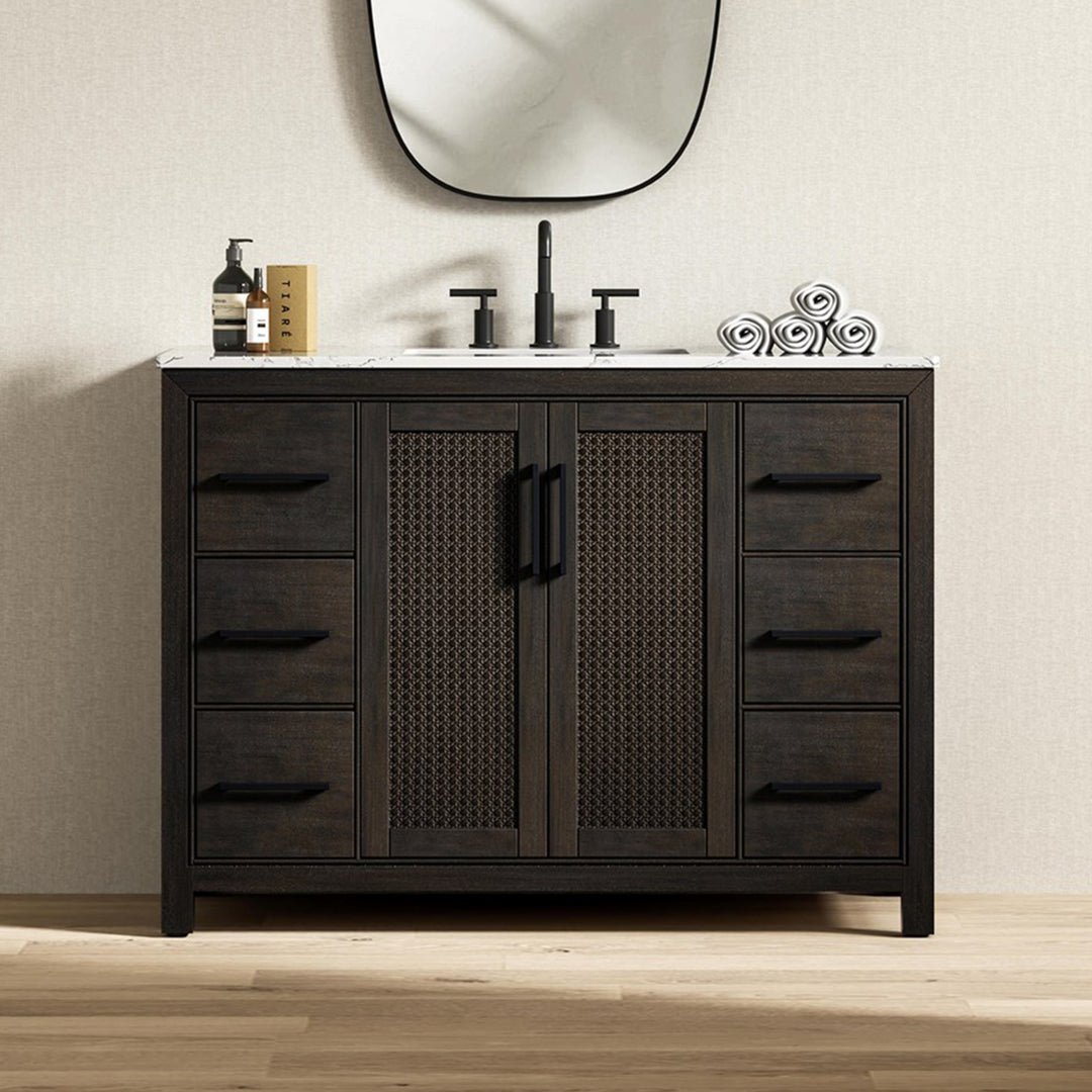 48 Inch Single Bathroom Vanity In Chocolate Oak Chocolate Oak Finish - KITCHEN & BATH by Joshua Marshal