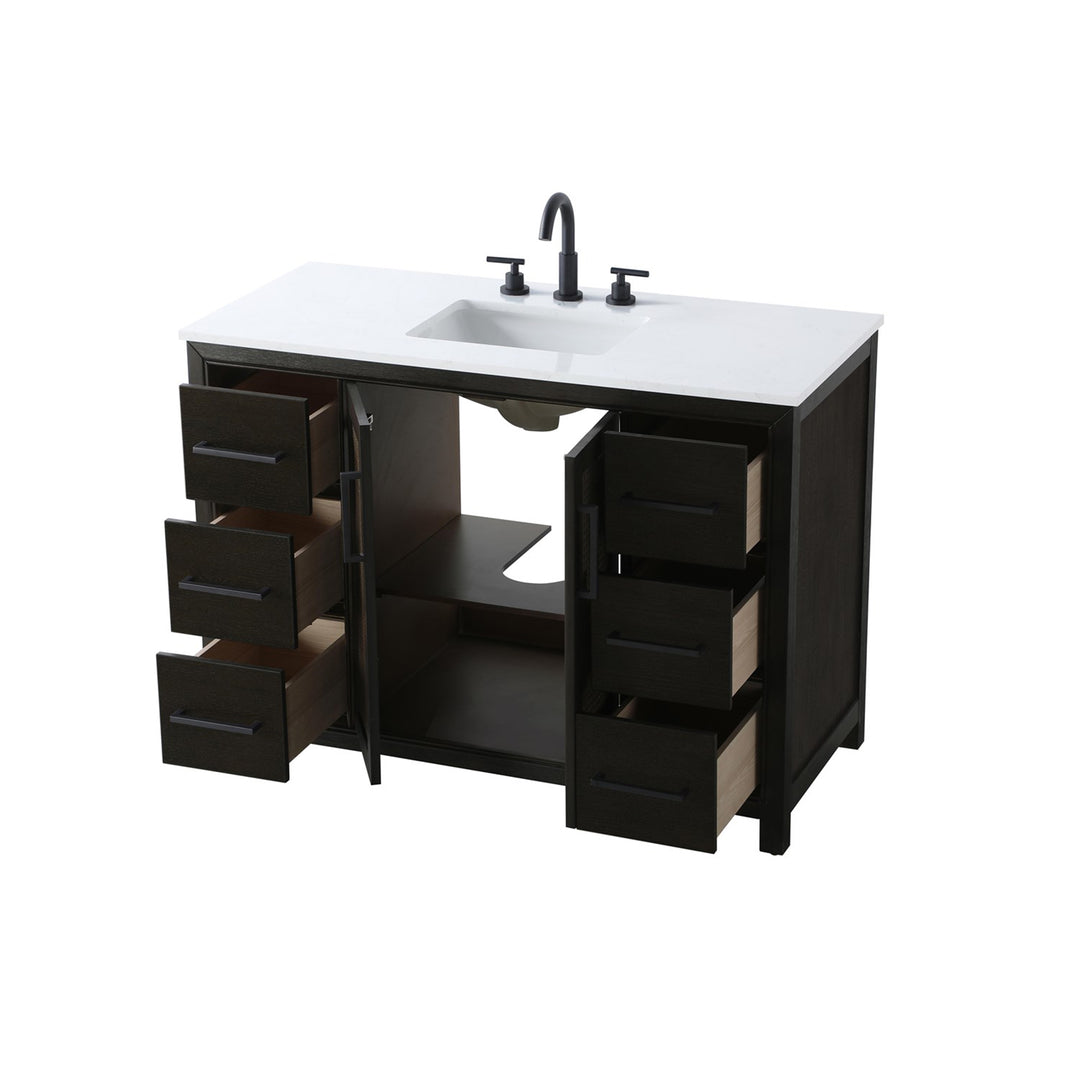48 Inch Single Bathroom Vanity In Chocolate Oak - View 4 - Joshua Marshal