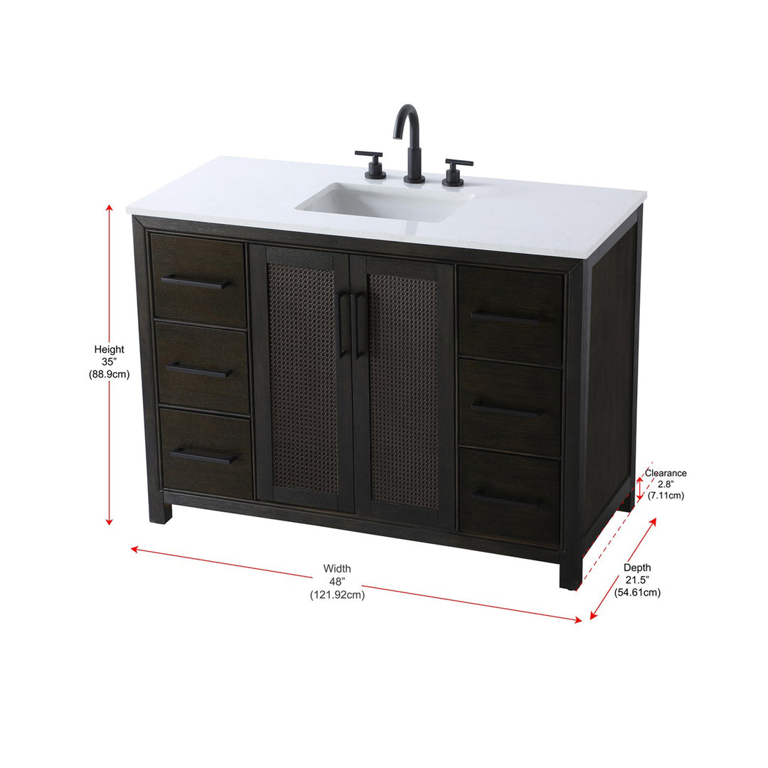 48 Inch Single Bathroom Vanity In Chocolate Oak - View 6 - Joshua Marshal