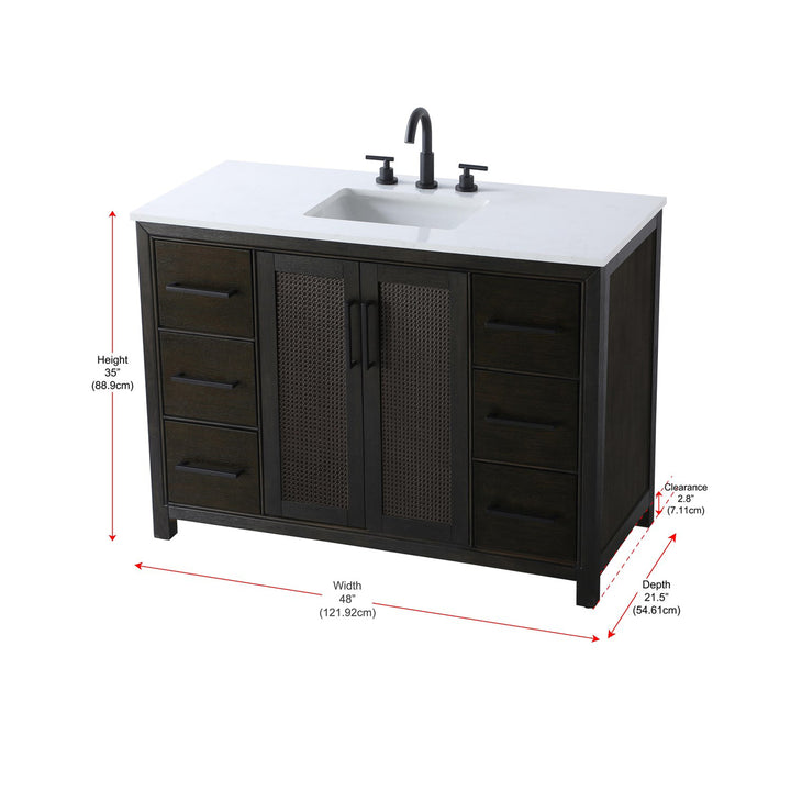 48 Inch Single Bathroom Vanity In Chocolate Oak - View 6 - Joshua Marshal