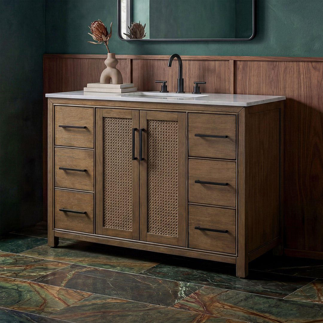 48 Inch Single Bathroom Vanity In Hazel Oak Hazel Oak Finish - KITCHEN & BATH by Joshua Marshal