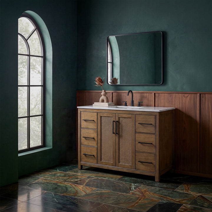 48 Inch Single Bathroom Vanity In Hazel Oak - View 2 - Joshua Marshal