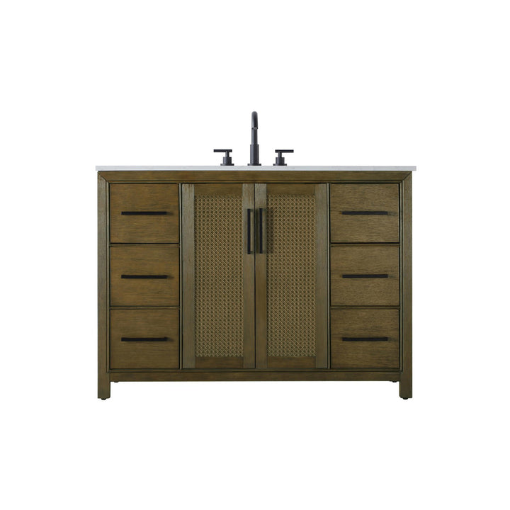 48 Inch Single Bathroom Vanity In Hazel Oak - View 3 - Joshua Marshal