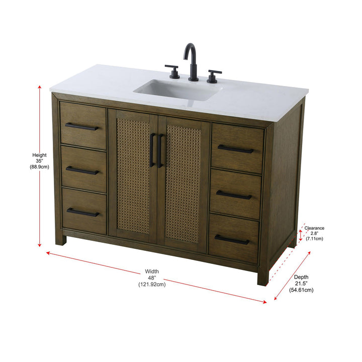 48 Inch Single Bathroom Vanity In Hazel Oak - View 4 - Joshua Marshal
