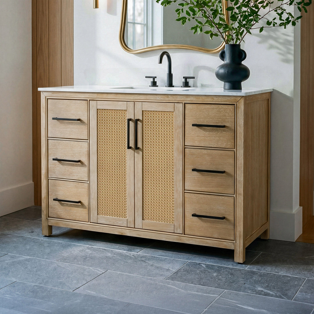 48 Inch Single Bathroom Vanity In Linen Oak Linen Oak Finish - KITCHEN & BATH by Joshua Marshal