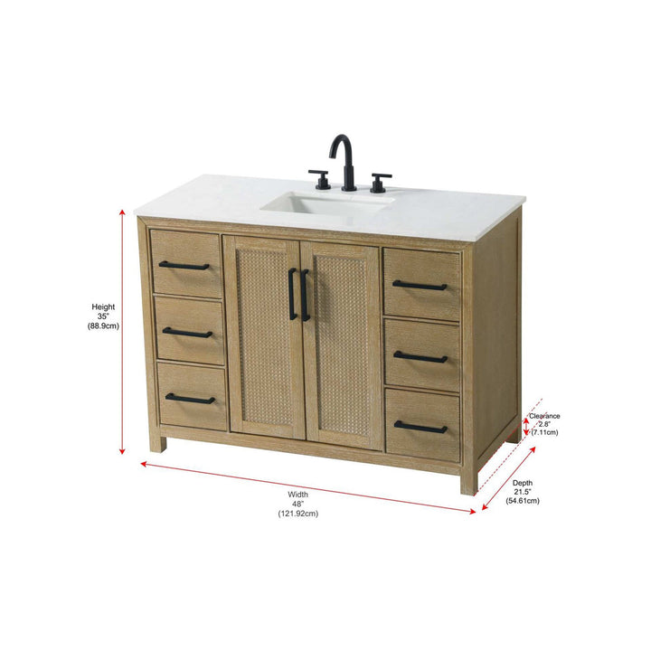 48 Inch Single Bathroom Vanity In Linen Oak - View 4 - Joshua Marshal