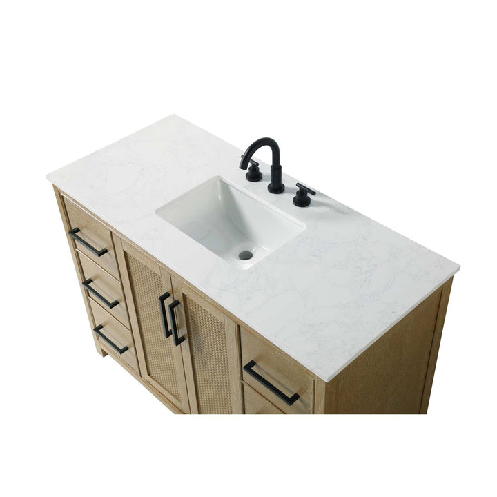 48 Inch Single Bathroom Vanity In Linen Oak - View 5 - Joshua Marshal