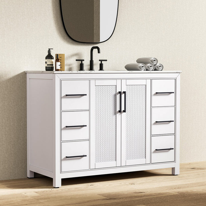 48 Inch Single Bathroom Vanity In White White Finish - KITCHEN & BATH by Joshua Marshal