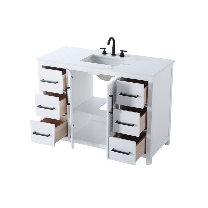 48 Inch Single Bathroom Vanity In White - View 4 - Joshua Marshal