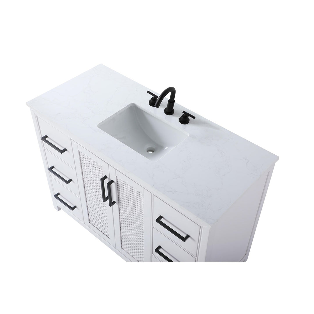48 Inch Single Bathroom Vanity In White - View 5 - Joshua Marshal