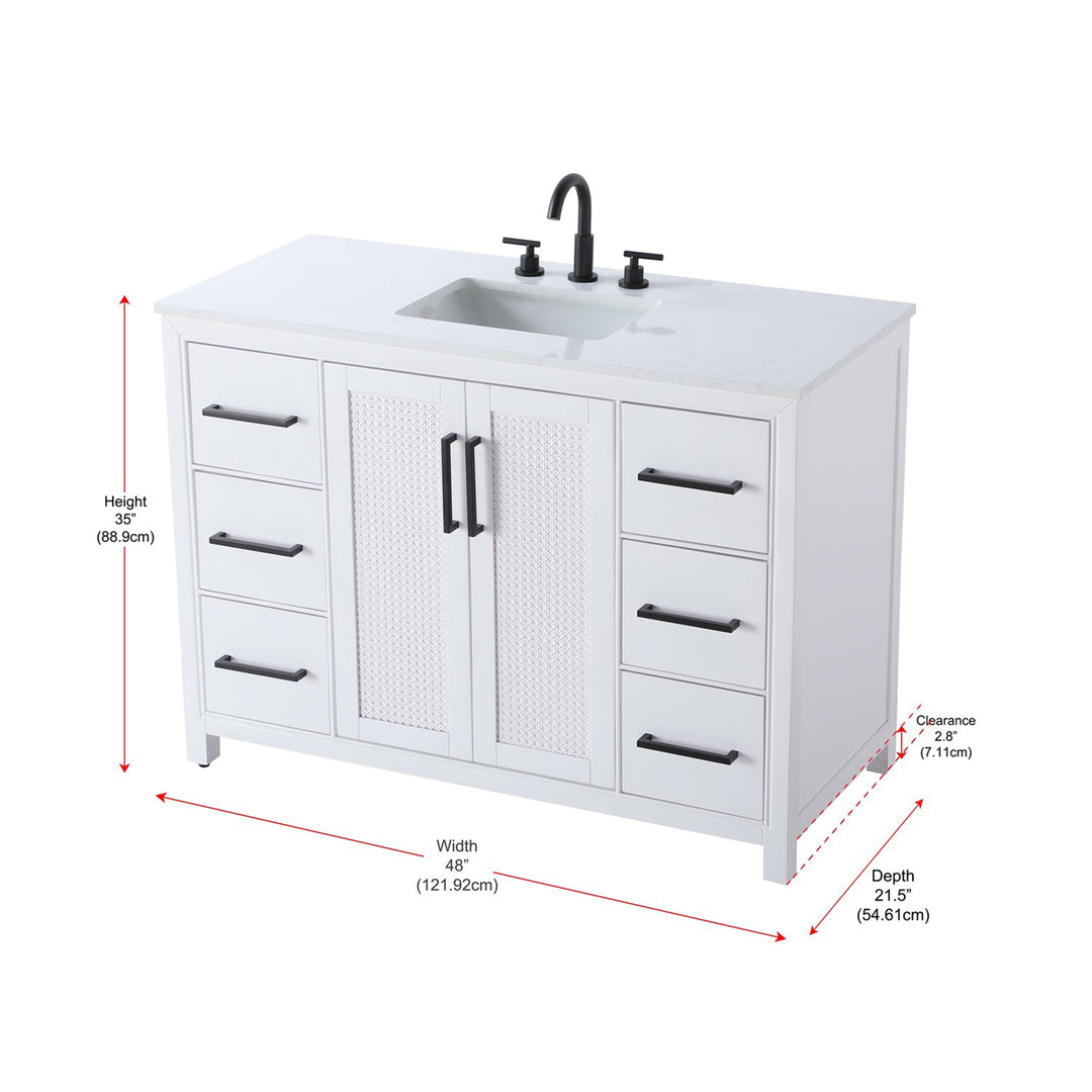 48 Inch Single Bathroom Vanity In White - View 6 - Joshua Marshal