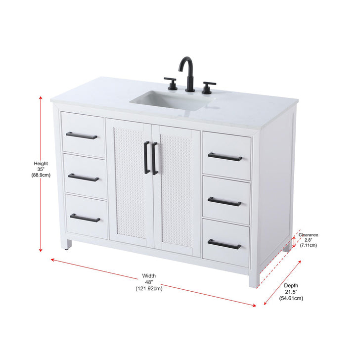 48 Inch Single Bathroom Vanity In White - View 6 - Joshua Marshal