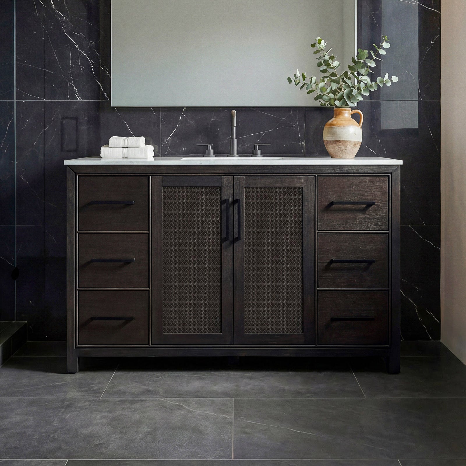 54 Inch Single Bathroom Vanity In Chocolate Oak Chocolate Oak Finish - KITCHEN & BATH by Joshua Marshal