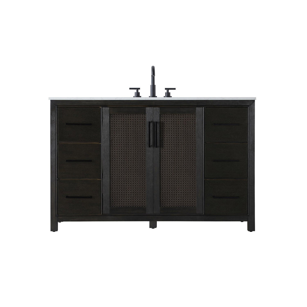 54 Inch Single Bathroom Vanity In Chocolate Oak - View 3 - Joshua Marshal