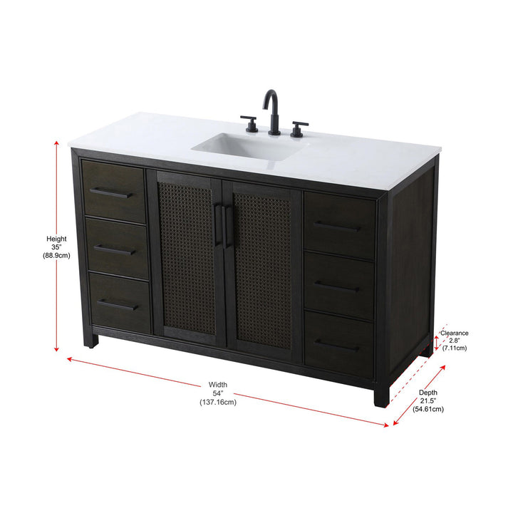 54 Inch Single Bathroom Vanity In Chocolate Oak - View 4 - Joshua Marshal