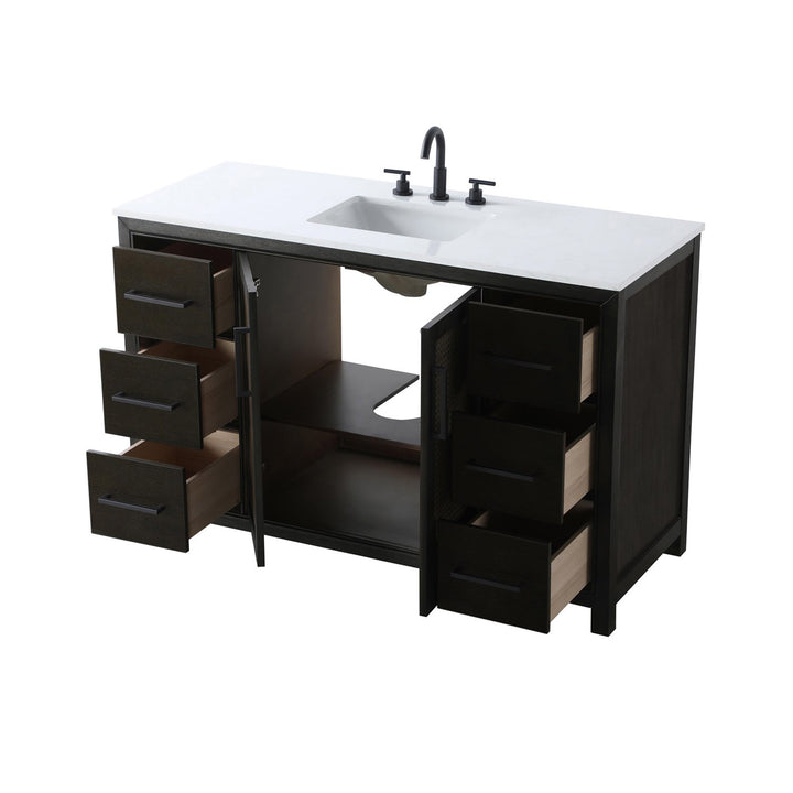 54 Inch Single Bathroom Vanity In Chocolate Oak - View 5 - Joshua Marshal