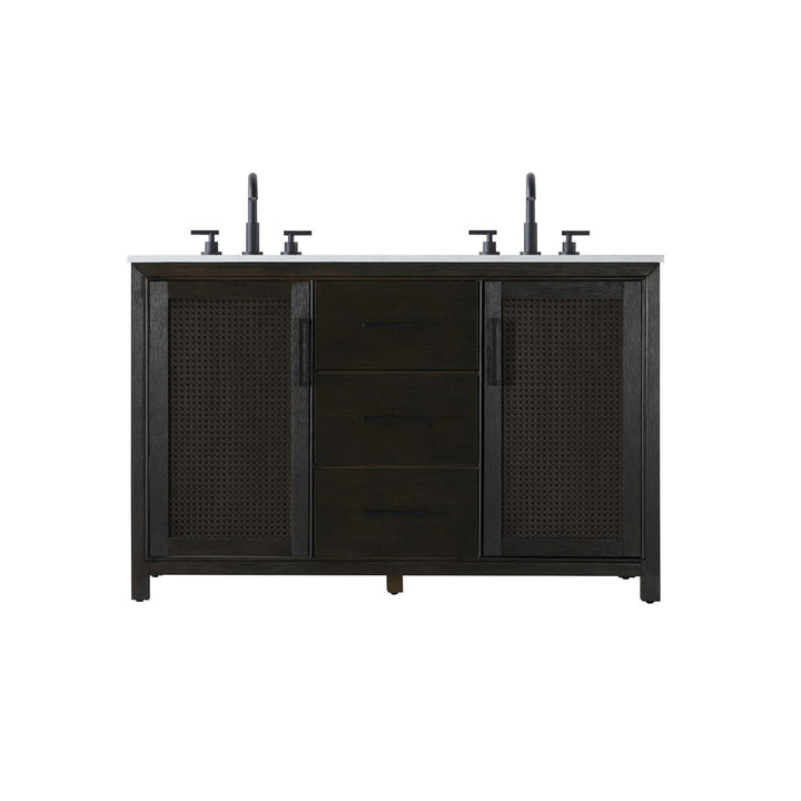 54 Inch Double Bathroom Vanity In Chocolate Oak - View 3 - Joshua Marshal