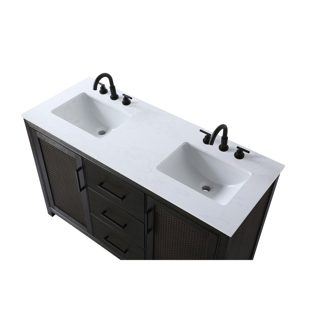 54 Inch Double Bathroom Vanity In Chocolate Oak - View 5 - Joshua Marshal