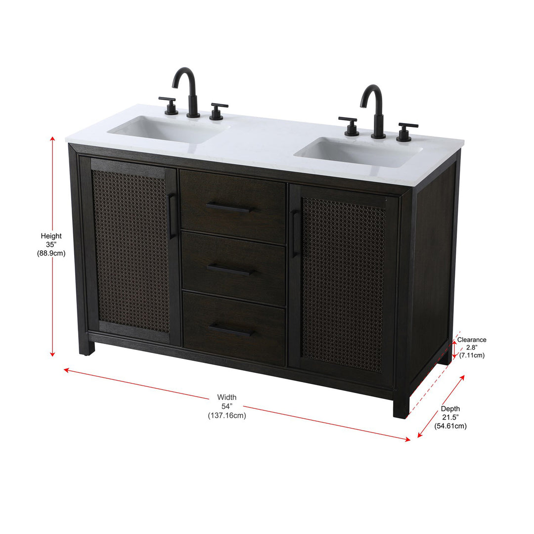 54 Inch Double Bathroom Vanity In Chocolate Oak - View 6 - Joshua Marshal