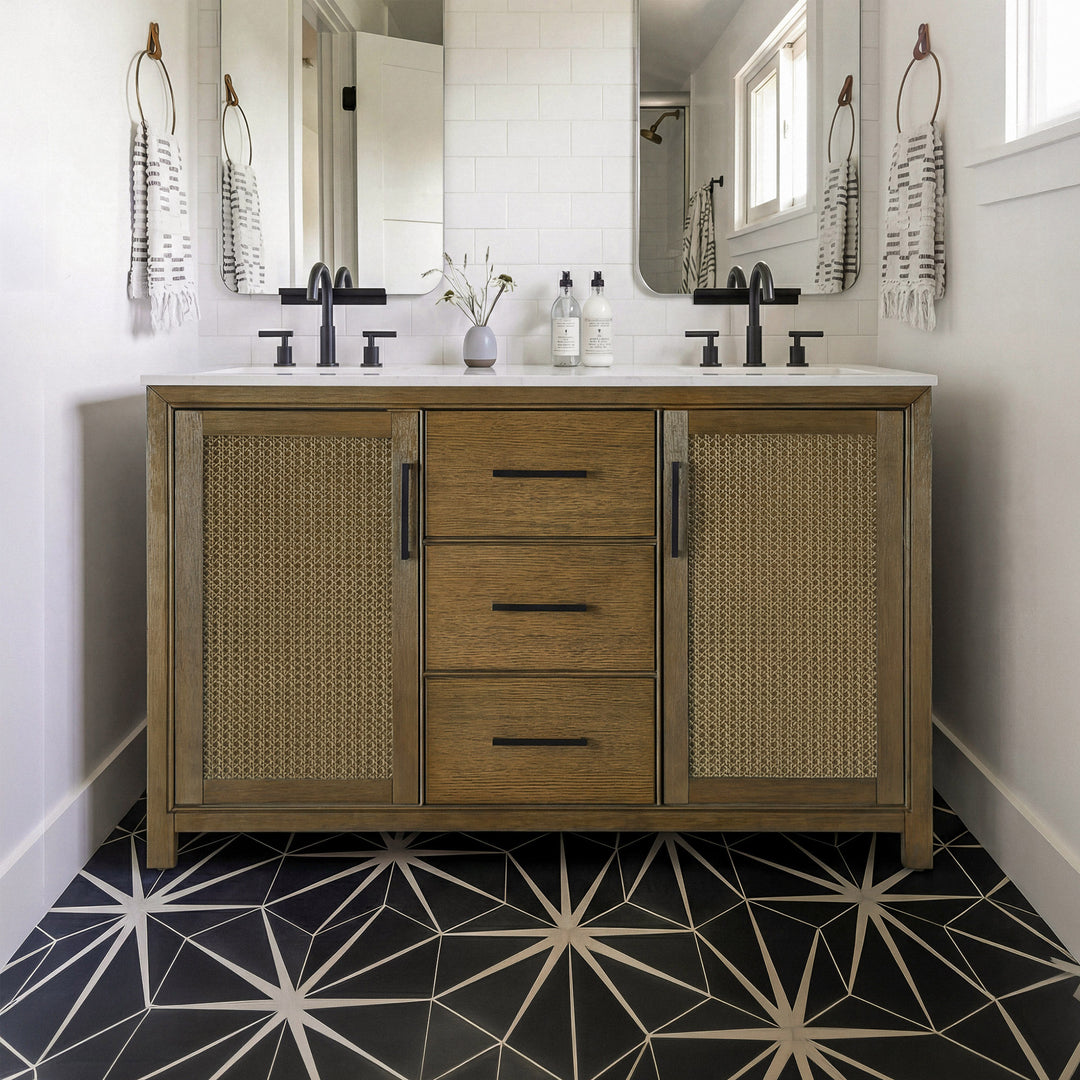 54 Inch Double Bathroom Vanity In Hazel Oak Hazel Oak Finish - KITCHEN & BATH by Joshua Marshal