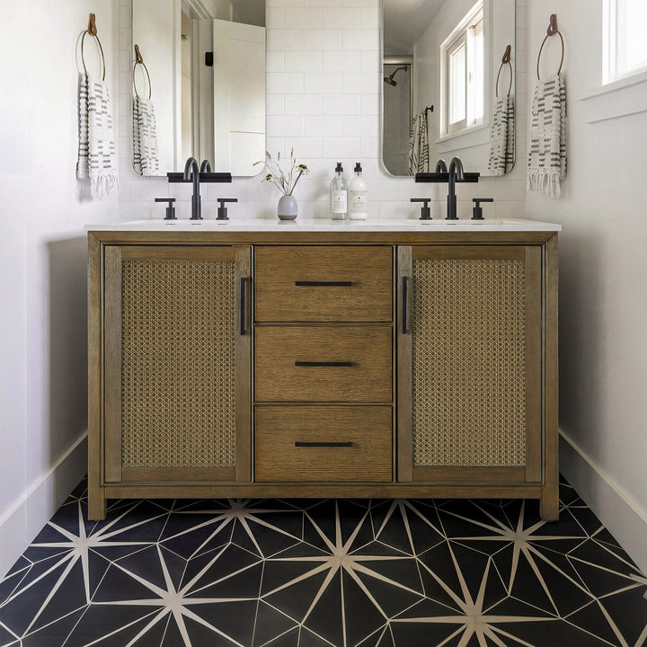 54 Inch Double Bathroom Vanity In Hazel Oak Hazel Oak Finish - KITCHEN & BATH by Joshua Marshal